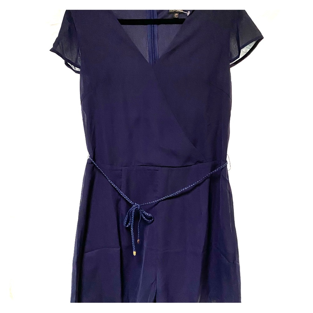 NWOT Fun navy blue romper with belt